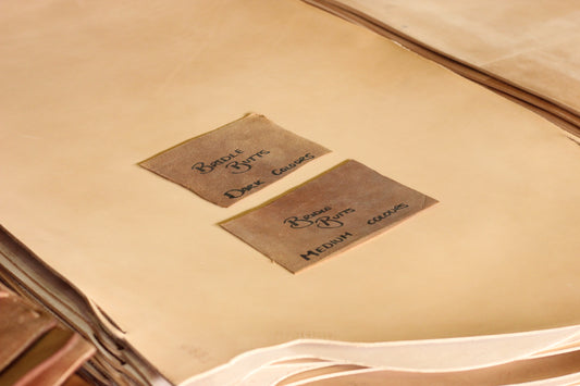 Leather hides in the tannery sorted ready for dye...