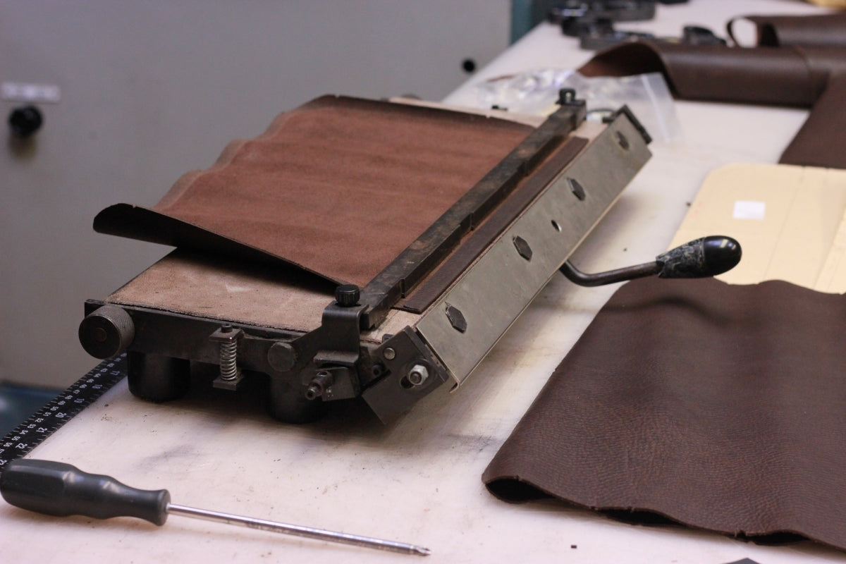 Leather on a manual folding machine