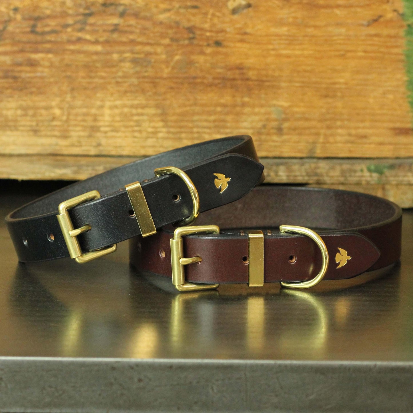two bridle leather belts with brass buckle by ashley clarke