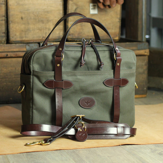 Heritage Briefcase: Waxed Canvas & Bridle Leather Edition