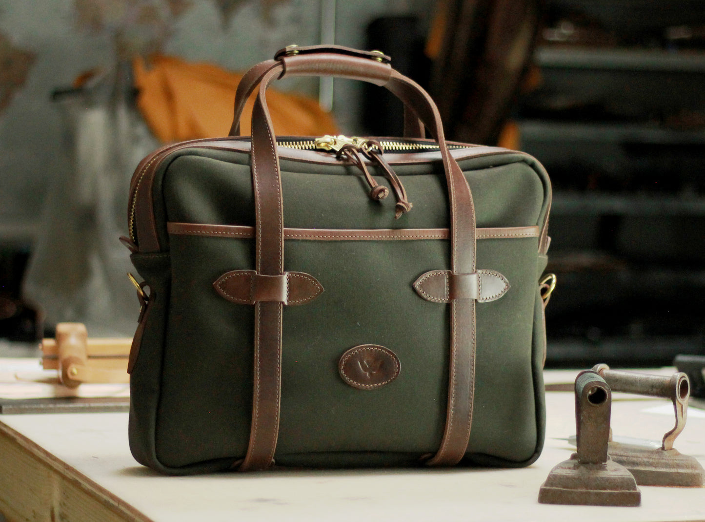 Heritage Briefcase: Waxed Canvas & Italian Leather Edition