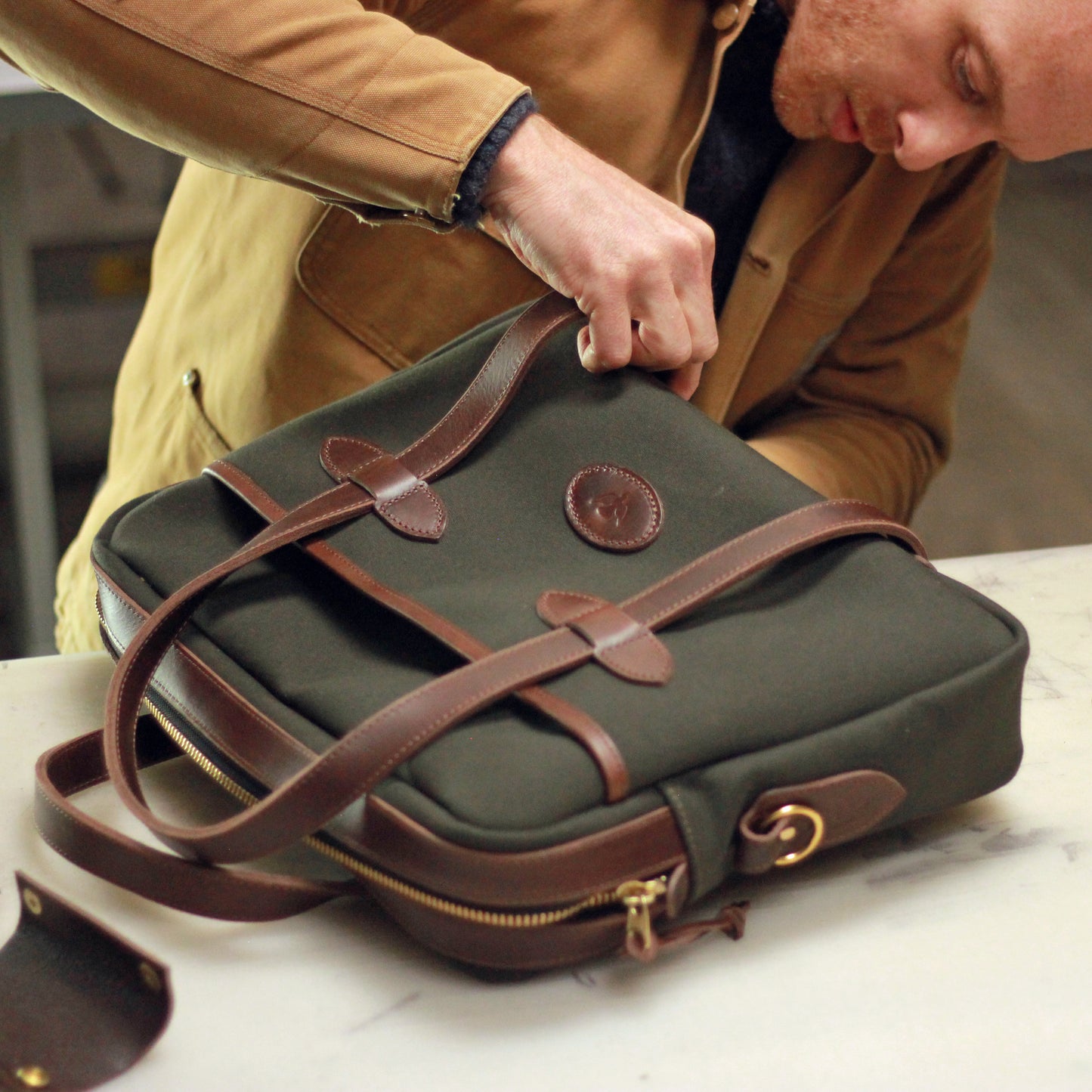 Heritage Briefcase: Waxed Canvas & Italian Leather Edition