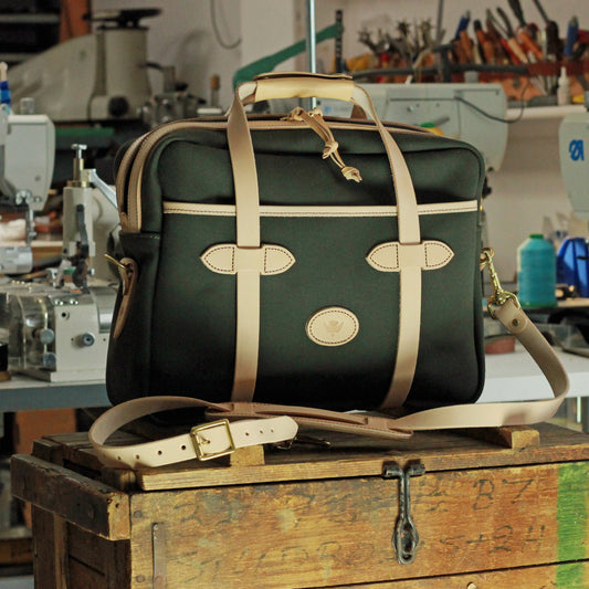 Heritage Briefcase: Waxed Canvas & Natural Vegetable Tanned Leather Edition